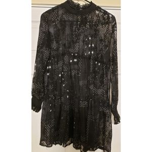 Mock Neck Black Dress